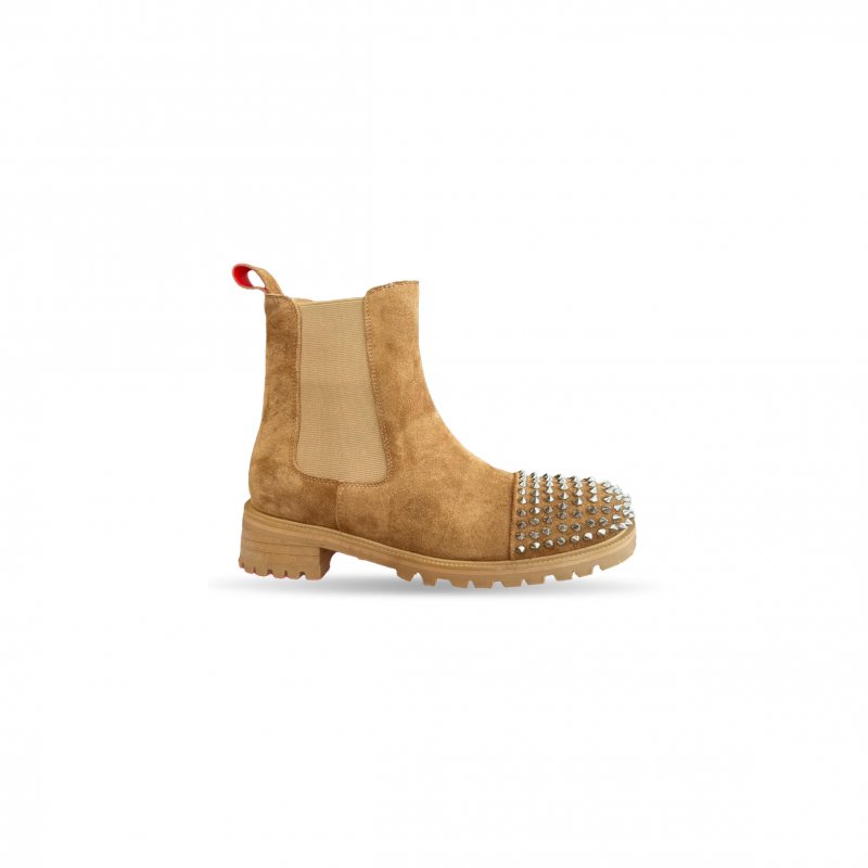(image for) CHRISTIAN LOUBOUTIN MELON SPIKES CHELSEA BOOT IN BEIGE SUED