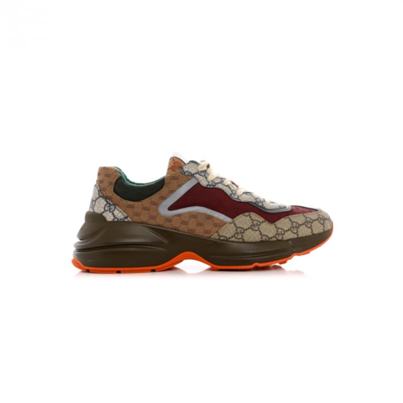 (image for) GUCCI GG SUPREME MONOGRAM MIX MONOGRAM MENS RHYTON SNEAKERS 12 BORDEAUX BEIGE EBONY 1156612