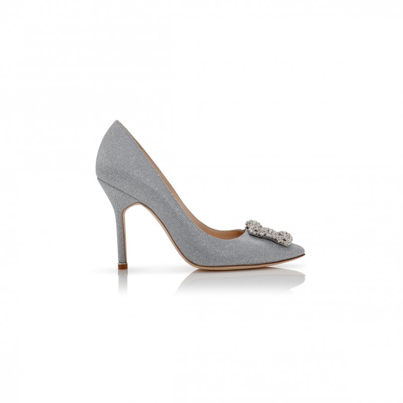 (image for) MANOLO BLAHNIK HANGISI GLITTER SILVER GLITTER JEWEL BUCKLE PUMPS 9XX-0600-0015