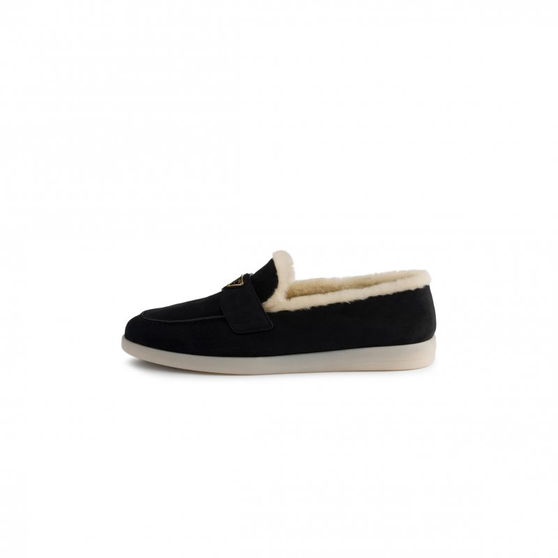 (image for) PRADA SUEDE AND WOOL LOAFERS
