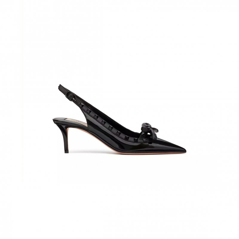 (image for) VALENTINO ROCKSTUD BOW SLINGBACK PUMP IN PATENT LEATHER WITH MATCHING STUDS 60MM 5W2S0IB8IXH_0NO