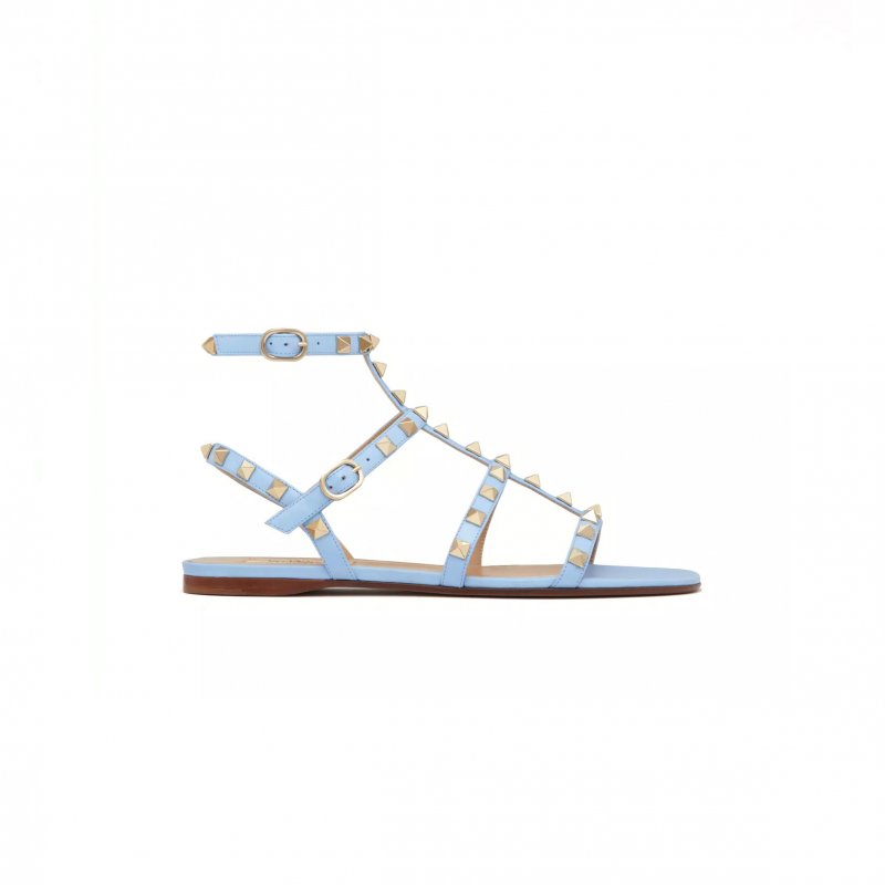 (image for) VALENTINO ROCKSTUD FLAT CALFSKIN SANDAL WITH STRAPS 4W2S0A05VOD_ZQW
