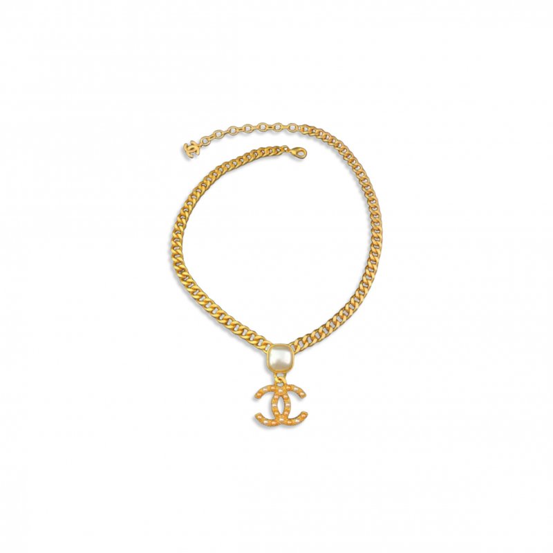 (image for) CHANEL GOLD-TONE NECKLACE WITH IMITATION PEARLS