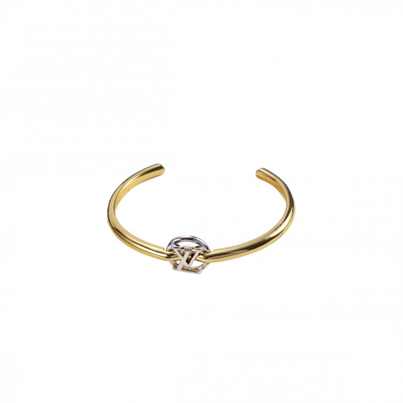 (image for) LOUIS VUITTON LARGE MULTICOLORED SILVER GOLD LV MONOGRAM HOOP BRACELET M00764