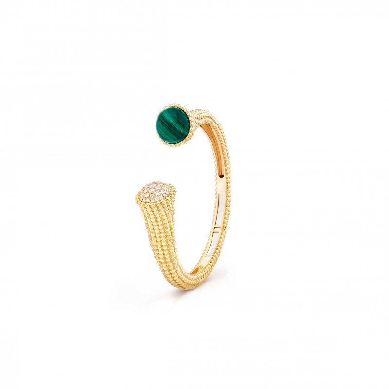 (image for) VAN CLEEF ARPELS PERLÉE COULEURS BRACELET, SMALL MODEL - YELLOW GOLD, DIAMOND, MALACHITE VCARP27100