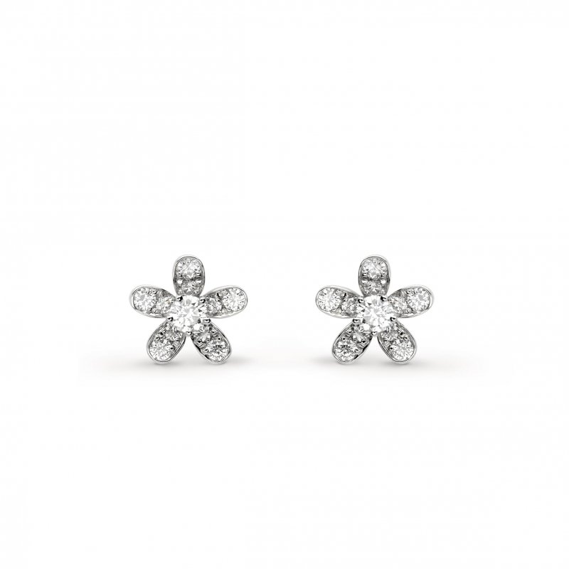 (image for) VAN CLEEF ARPELS SOCRATE EARSTUDS, 1 FLOWER - WHITE GOLD, DIAMOND VCARG44100