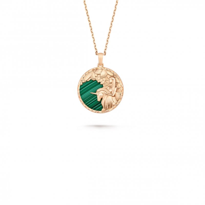 (image for) VAN CLEEF ARPELS ZODIAQUE LONG NECKLACE VIRGINIS (VIRGO) - ROSE GOLD, MALACHITE VCARP9RB00