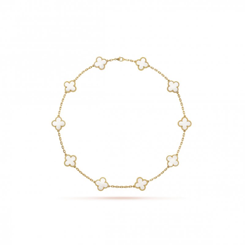 (image for) VAN CLEEF ARPELS VINTAGE ALHAMBRA NECKLACE, 10 MOTIFS - YELLOW GOLD, MOTHER-OF-PEARL VCARA42800