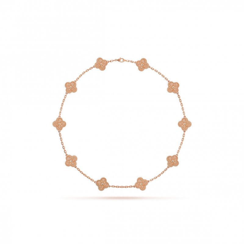 (image for) VAN CLEEF ARPELS VINTAGE ALHAMBRA NECKLACE, 10 MOTIFS - ROSE GOLD VCARN9T100