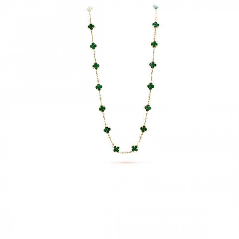 (image for) VAN CLEEF ARPELS VINTAGE ALHAMBRA LONG NECKLACE, 20 MOTIFS - YELLOW GOLD, MALACHITE VCARL88100