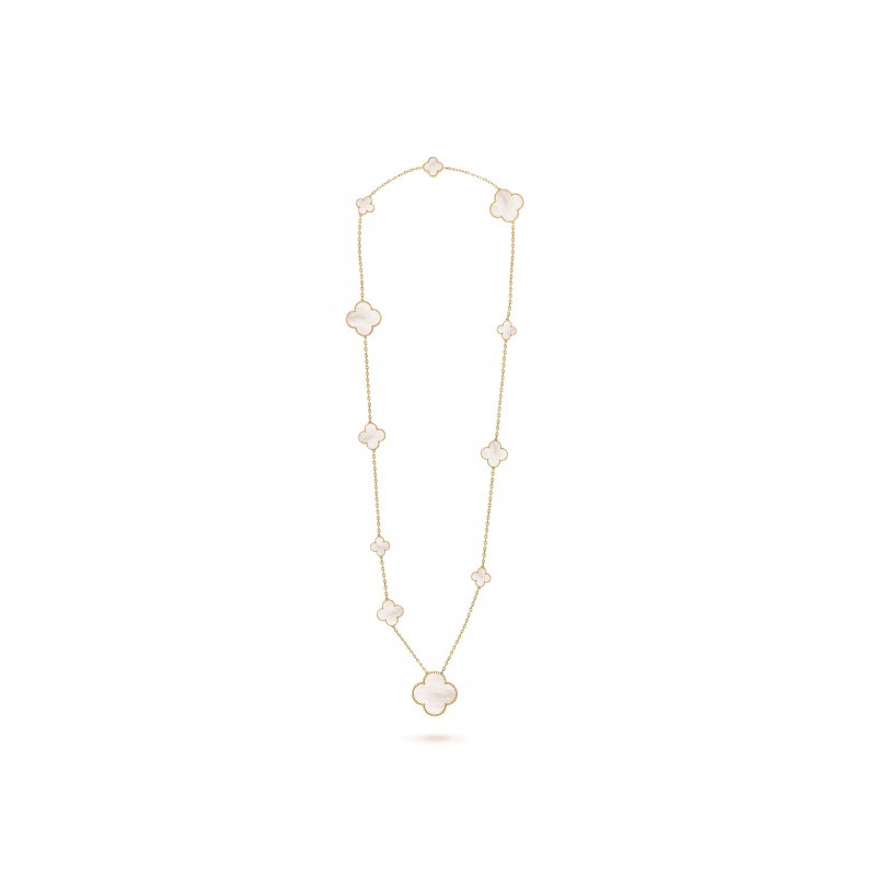 (image for) VAN CLEEF ARPELS MAGIC ALHAMBRA LONG NECKLACE, 11 MOTIFS - YELLOW GOLD, MOTHER-OF-PEARL VCARD79500