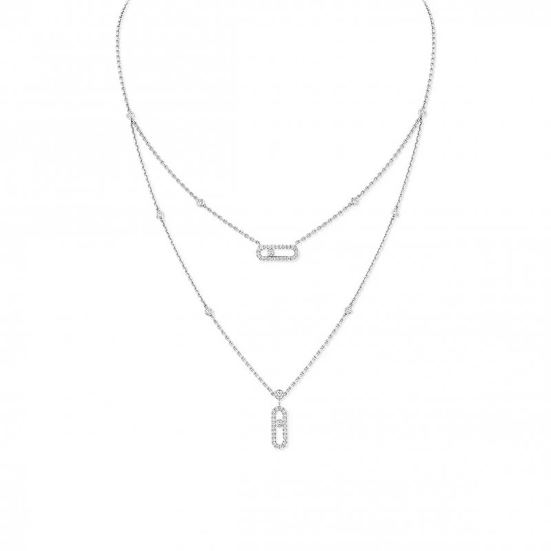 (image for) MESSIKA MOVE UNO DOUBLE CIRCLE PAVE DIAMOND NECKLACE 07174-WG