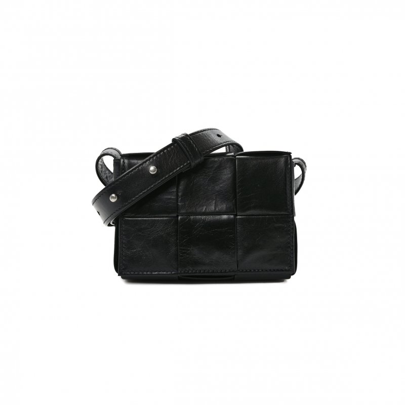 (image for) BOTTEGA VENETA PAPER CALFSKIN MAXI INTRECCIO EXTRA MINI CASSETTE CROSSBODY BAG BLACK (13*9*5cm)