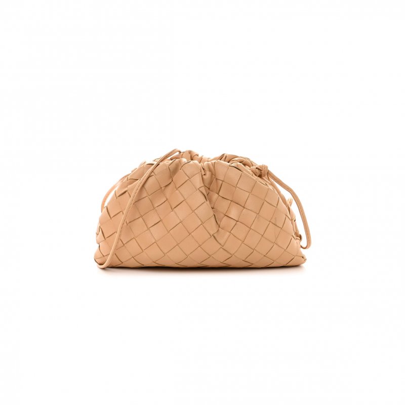 (image for) BOTTEGA VENETA NAPPA INTRECCIATO THE MINI POUCH ALMOND (22*13*6cm)