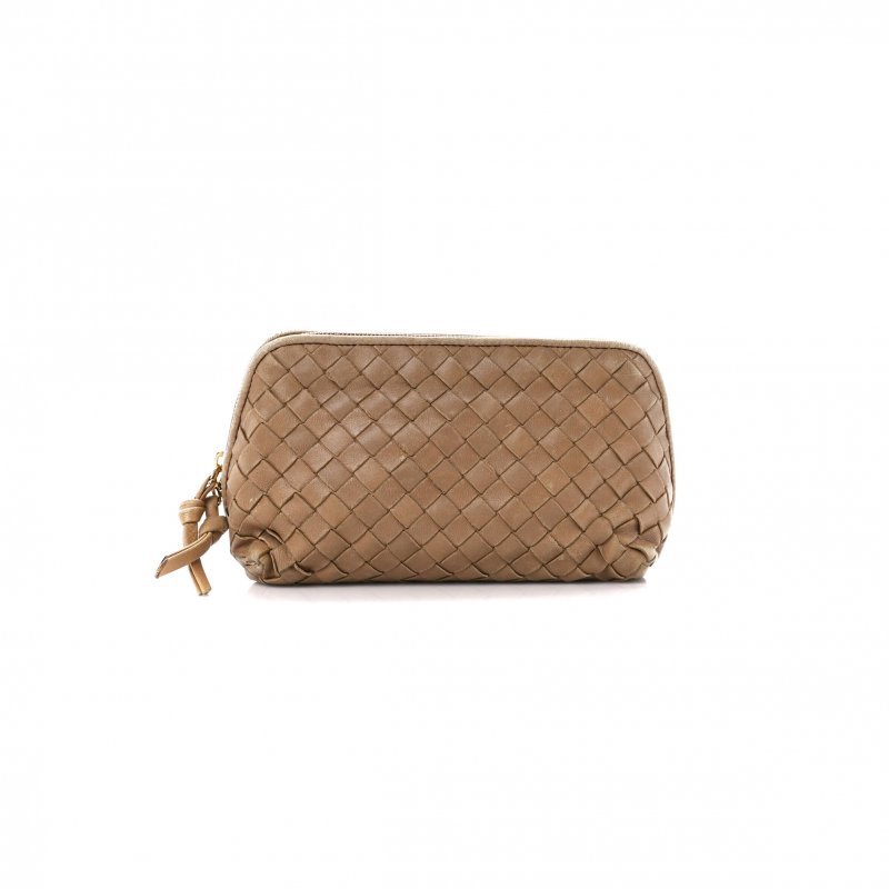 (image for) BOTTEGA VENETA NAPPA INTRECCIATO SMALL COSMETIC POUCH CAMEL (17*10*8cm)
