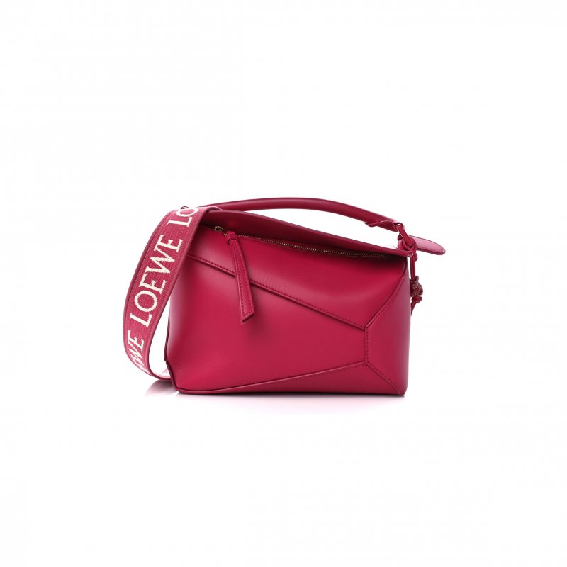 (image for) LOEWE SATIN CALFSKIN MONOCHROME SMALL PUZZLE EDGE BAG RUBY RED GLAZE (24*16.5*10.5cm)