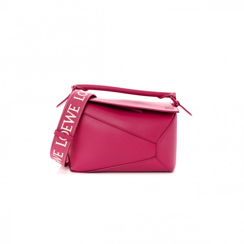 (image for) LOEWE SATIN CALFSKIN MONOCHROME SMALL PUZZLE EDGE BAG RUBY RED GLAZE (24*16.5*10.5cm)