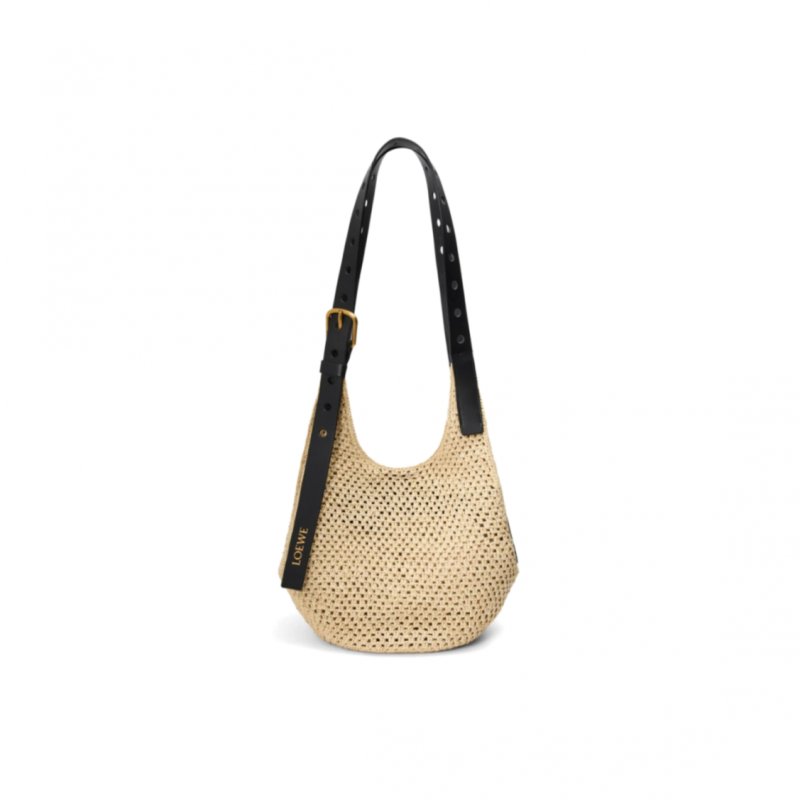(image for) LOEWE SMALL PUNCH HOLE HOBO IN RAFFIA AND CALFSKIN A914W86X01 (34*22*24cm)
