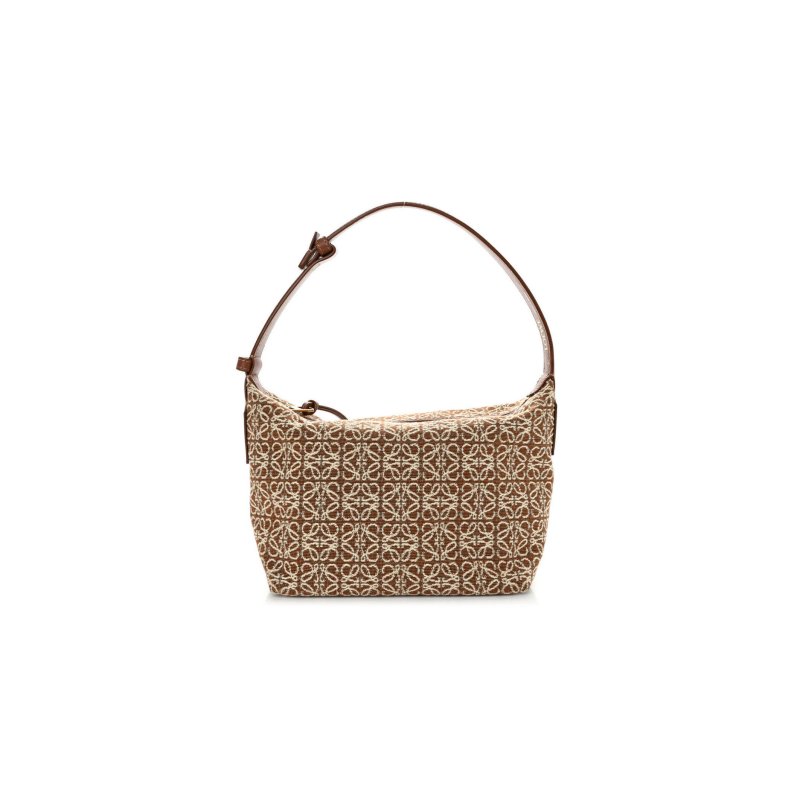 (image for) LOEWE JACQUARD ANAGRAM CALFSKIN SMALL CUBI BAG TAN PECAN (20*18*13cm)