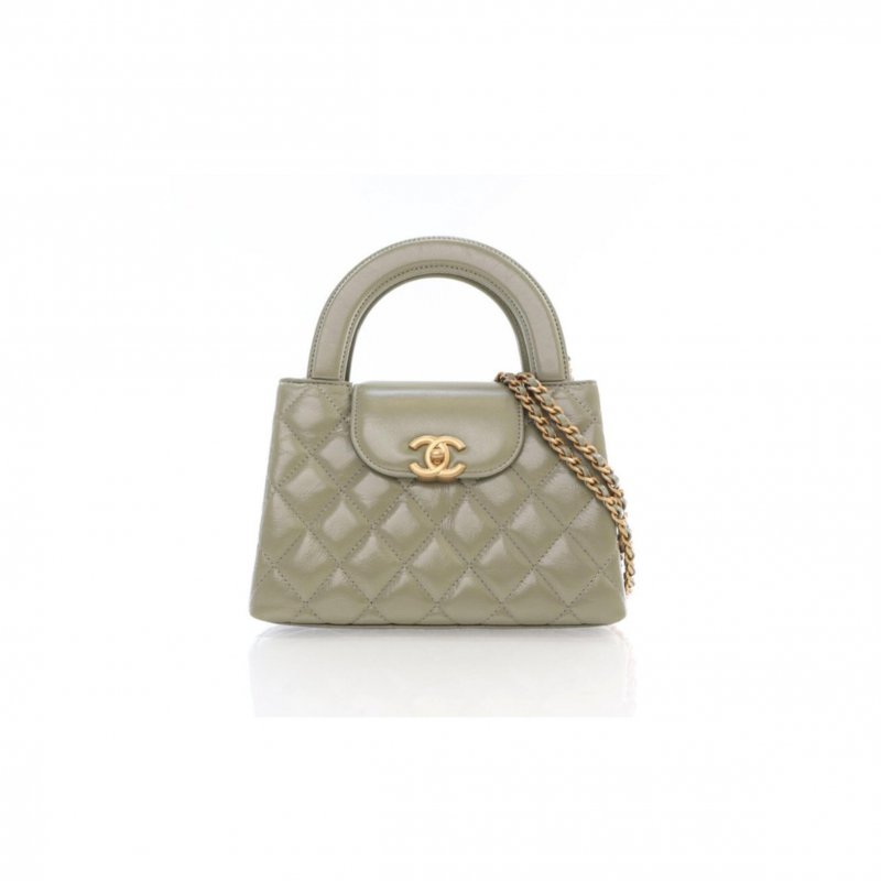 (image for) CHANEL MASTER NANO SAGE GREEN GLAZED CALFSKIN KELLY SHOPPER AS4416 (19*13*7cm)
