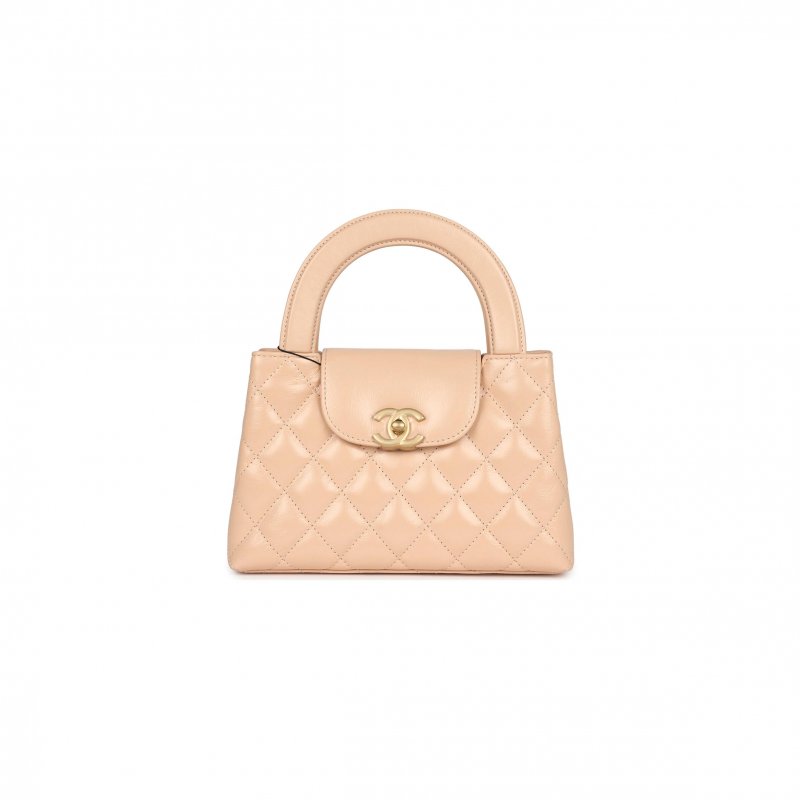 (image for) CHANEL MASTER KELLY SHOPPER BEIGE SHINY CALFSKIN BRUSHED GOLD HARDWARE AS4416 (19*13*7cm)