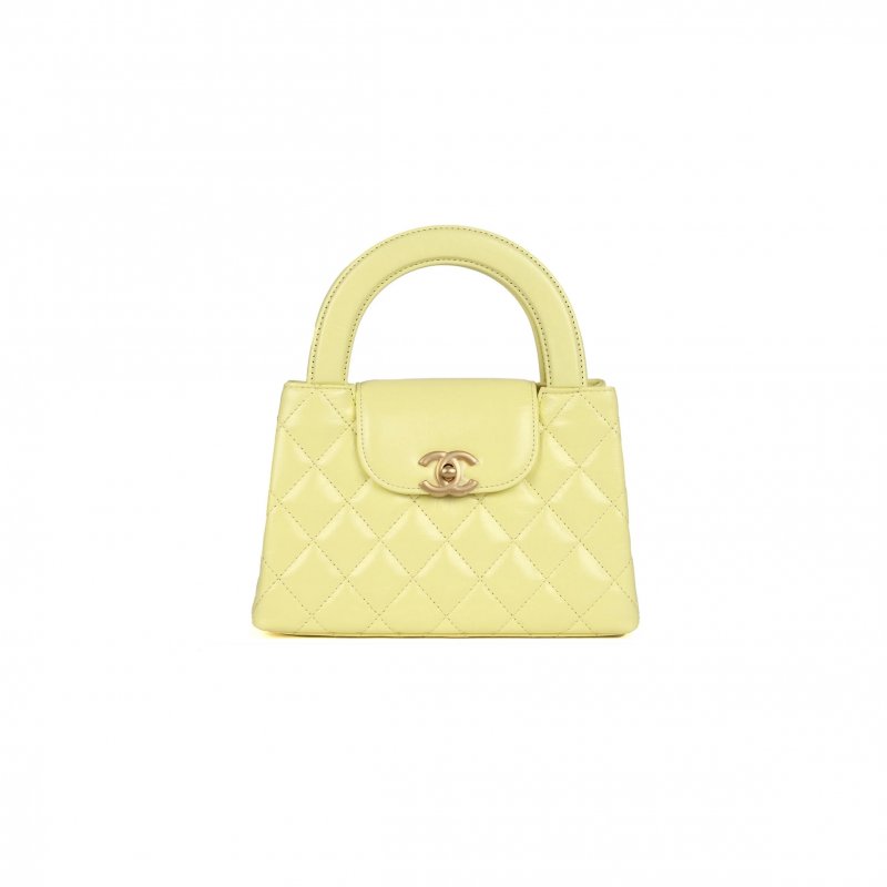 (image for) CHANEL MASTER KELLY YELLOW SHINY CALFSKIN BRUSHED GOLD HARDWARE AS4416 (19*13*7cm)