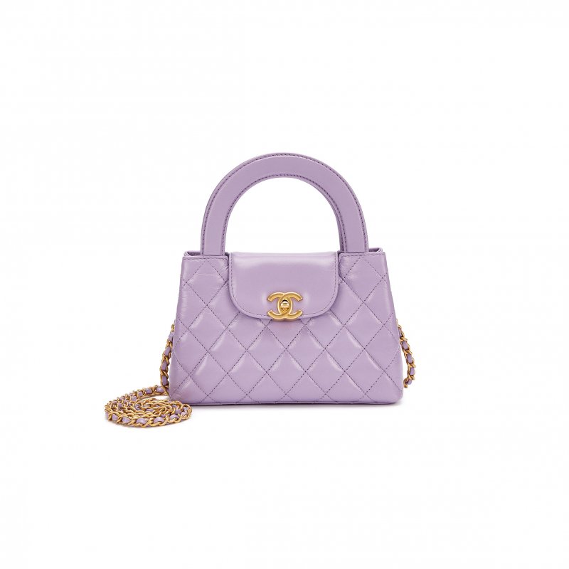 (image for) CHANEL MASTER PURPLE QUILTED CALFSKIN MINI KELLY BAG GOLD HARDWARE AS4416 (19*13*7cm)