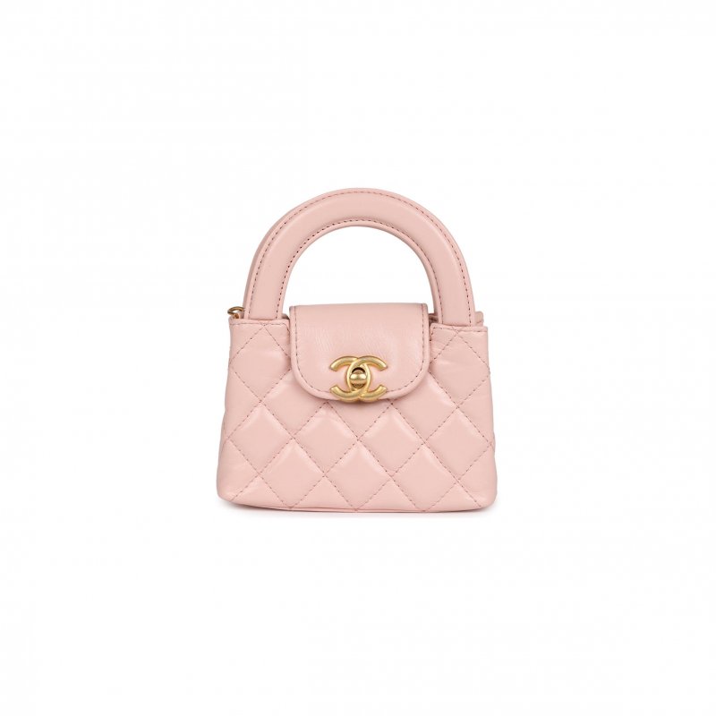 (image for) CHANEL MASTER NANO KELLY SHOPPER LIGHT PINK SHINY CALFSKIN BRUSHED GOLD HARDWARE(12.5*8.3*4cm)