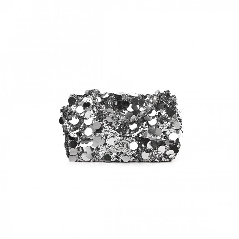 (image for) CHANEL MASTER SEQUIN MINI RECTANGULAR FLAP SILVER AS3523 (20*12*9cm)