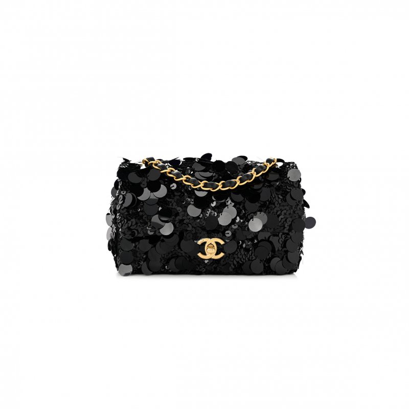 (image for) CHANEL MASTER SEQUIN MINI RECTANGULAR FLAP BLACK AS3523 (20*12*9cm)