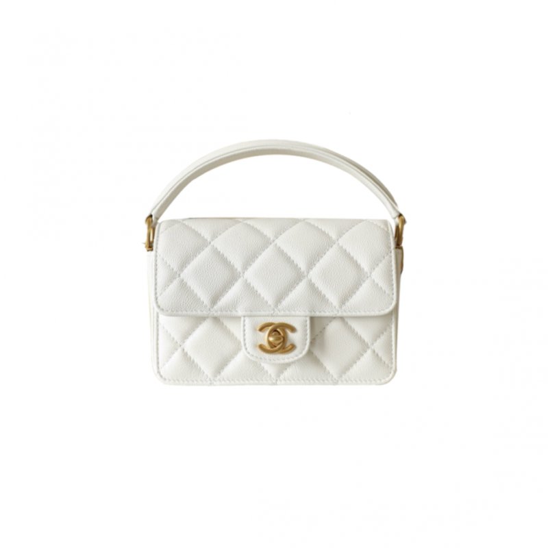(image for) CHANEL MASTER HANDLE FLAP BAG WHITE MINI (16*11*4cm)