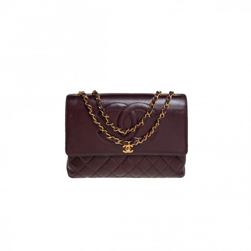 (image for) CHANEL MASTER BURGUNDY QUILTED LEATHER VINTAGE CC FLAP BAG A2215 (33*23*11cm)