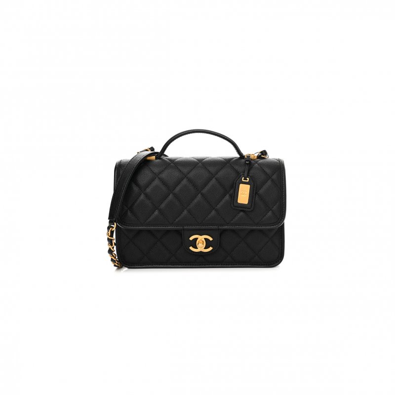 (image for) CHANEL MASTER CAVIAR QUILTED SCHOOL MEMORY TOP HANDLE FLAP BLACK (25*21.5*7cm)