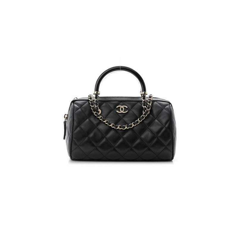 (image for) CHANEL MASTER LAMBSKIN QUILTED MINI BOWLING BAG BLACK (18*12*10cm)