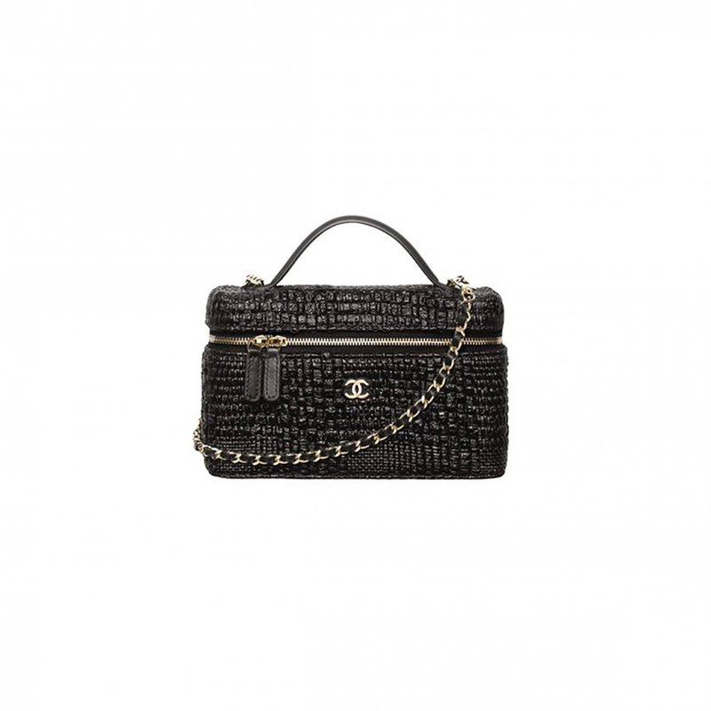 (image for) CHANEL CLASSIC VANITY WITH CHAIN BRAIDED RAFFIA & GOLD TONE METAL AP4385 (19.5*17*5cm)