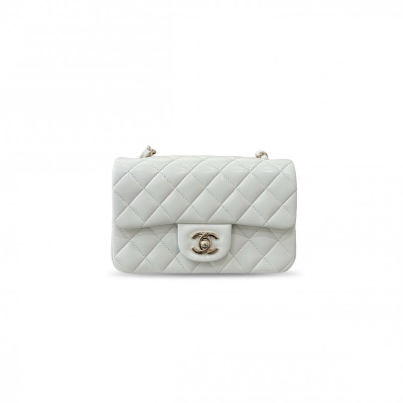 (image for) CHANEL LAMBSKIN QUILTED CRUSH FLAP LIGHT WHITE AS1116 (20*12*6cm)
