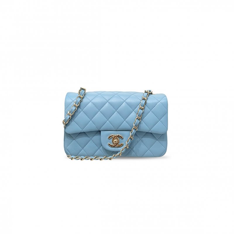 (image for) CHANEL LAMBSKIN QUILTED CRUSH FLAP LIGHT BLUE AS1116 (20*12*6cm)