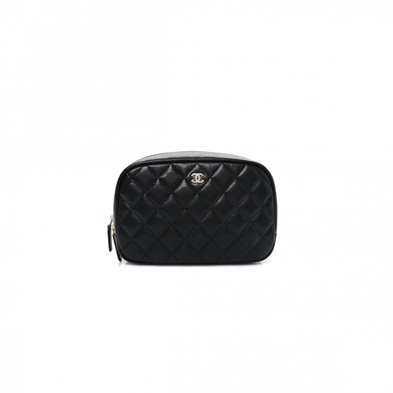 (image for) CHANEL CAVIAR QUILTED POUCH COSMETIC CASE GOLD HARDWARE (18.5*11*6cm)