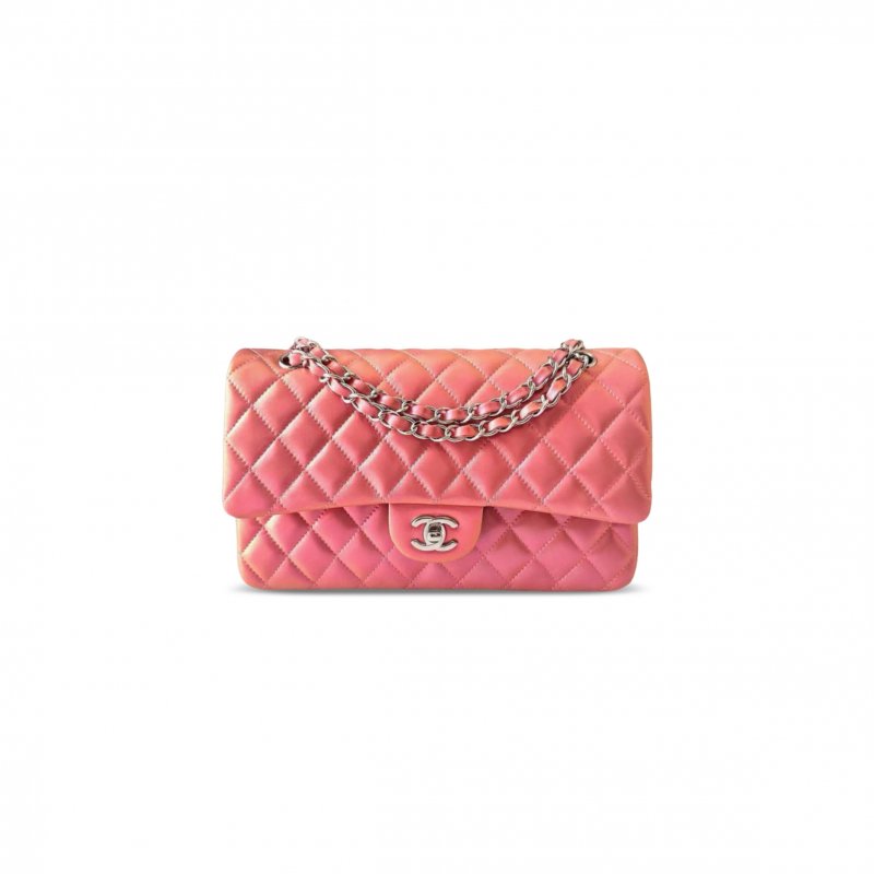 (image for) CHANEL IRIDESCENT PINK LAMBSKIN MEDIUM CLASSIC FLAP BAG A01112 (25.5*15*6cm)