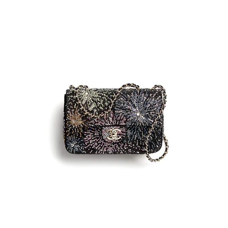 (image for) CHANEL EVENING BAG STRASS & GOLD-TONE METAL BLACK & MULTICOLOUR AS4297 (21*13*8cm)