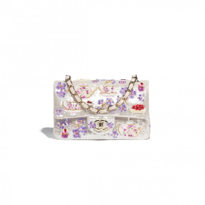 (image for) CHANEL CAMELLIA IRIDESCENT WOOL TWEED LILAC A69900 (20*10*7cm)