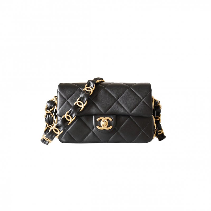(image for) CHANEL DOUBLE C THICK CHAIN COVER MEDIUM BLACK (21*14*7cm)