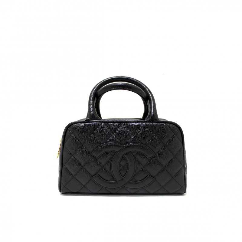 (image for) CHANEL BLACK CAVIAR SMALL BOWLER HANDBAG 71303 (25*15*7cm)