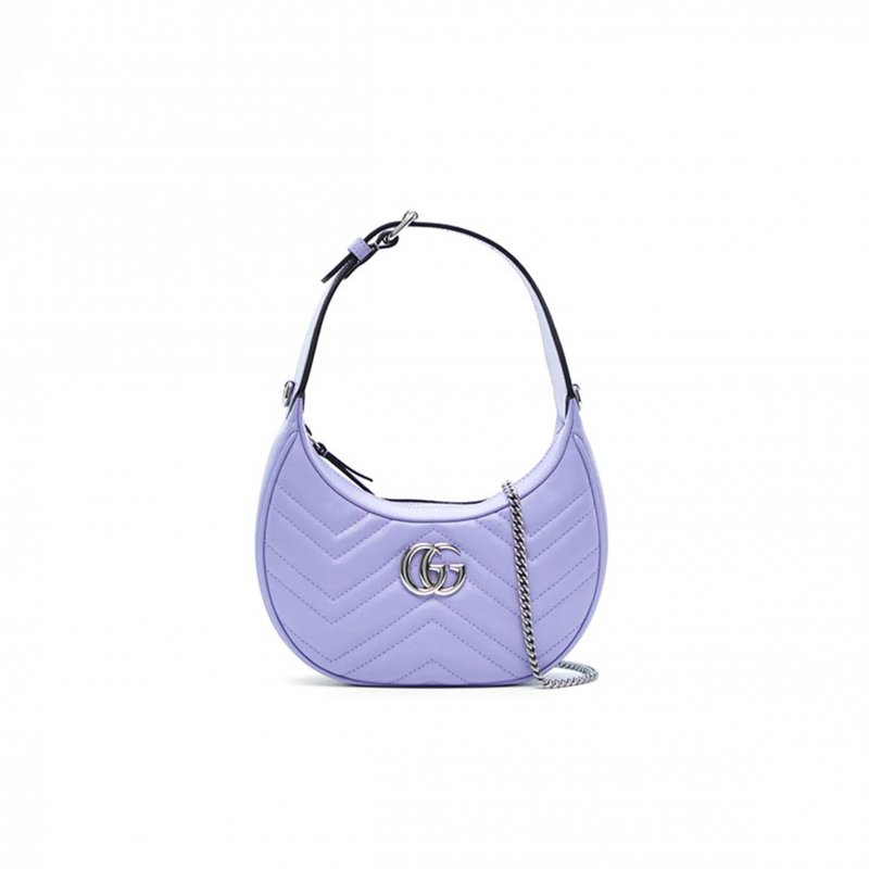 (image for) GUCCI GG MARMONT HALF MOON MINI QUILTED LEATHER CROSSBODY BAG 699514 (21*11*5cm)