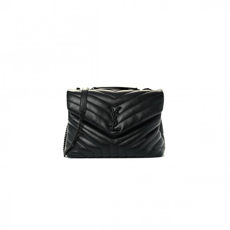(image for) YSL CALFSKIN Y QUILTED MONOGRAM MEDIUM LOULOU CHAIN SATCHEL BLACK (32*22*11cm)