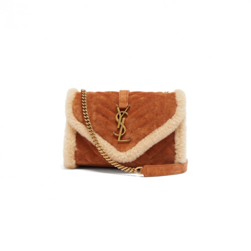 (image for) YSL ENVELOPE SMALL SHEARLING-SUEDE SHOULDER BAG 526286241562 (21*13*6cm)
