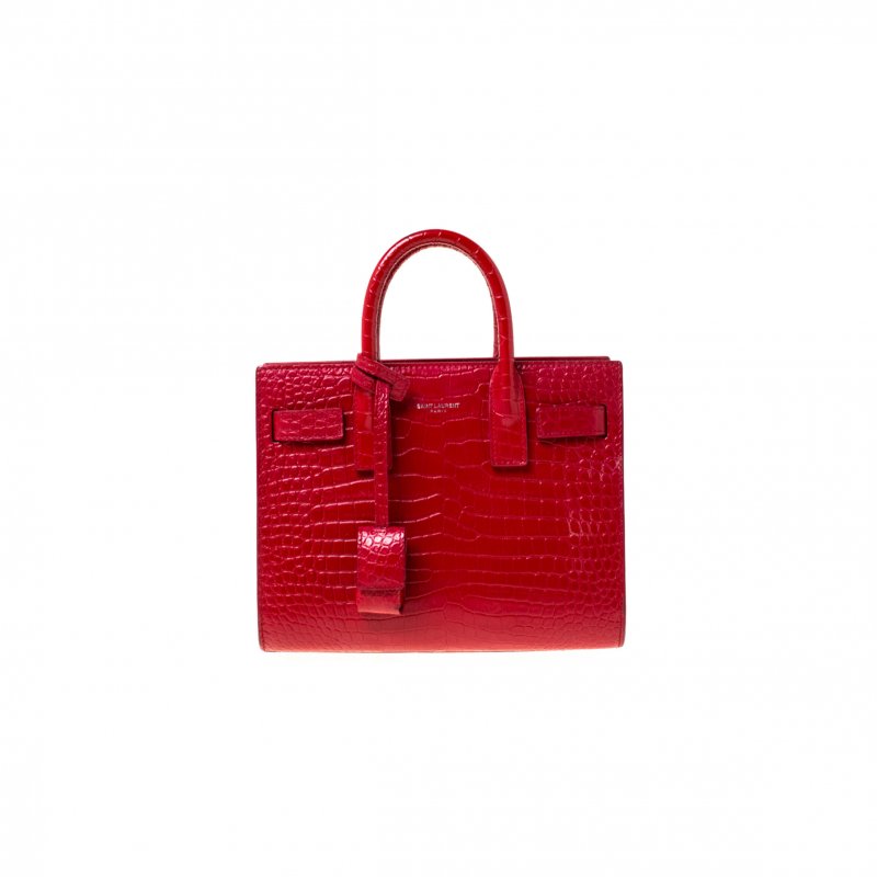(image for) YSL BABY SAC DE JOUR CROC EMBOSSED LEATHER RED 392035 (22*18*10.5cm)