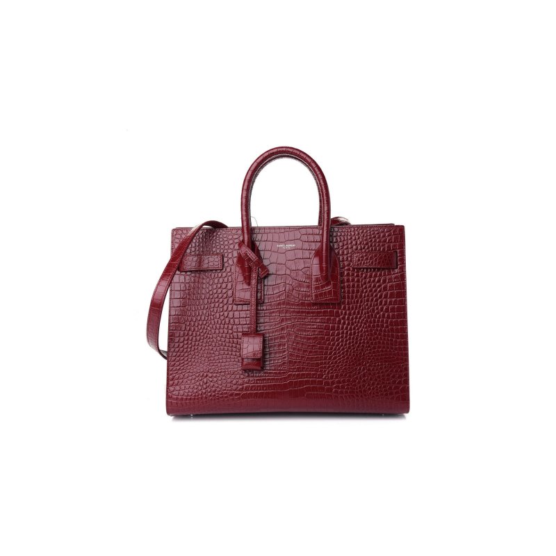 (image for) YSL SAC DE JOUR EMBOSSED CROCODILE SHINY LEATHER RED LACQUER 898383 (26*20.5*12.5cm)