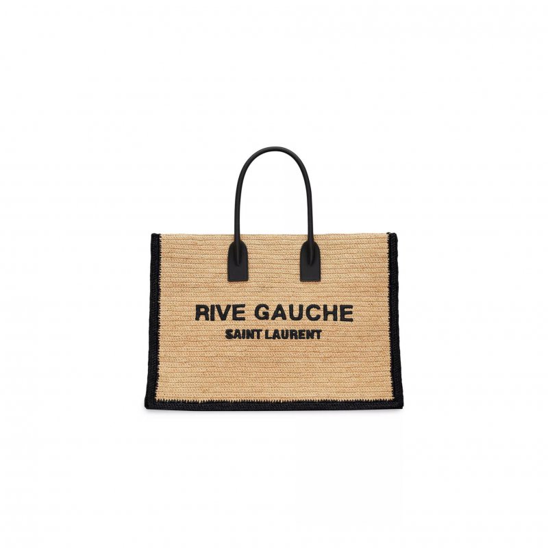 (image for) YSL RIVE GAUCHE TOTE BAG IN RAFFIA AND LEATHER 0400018758643 (48*36*16cm)