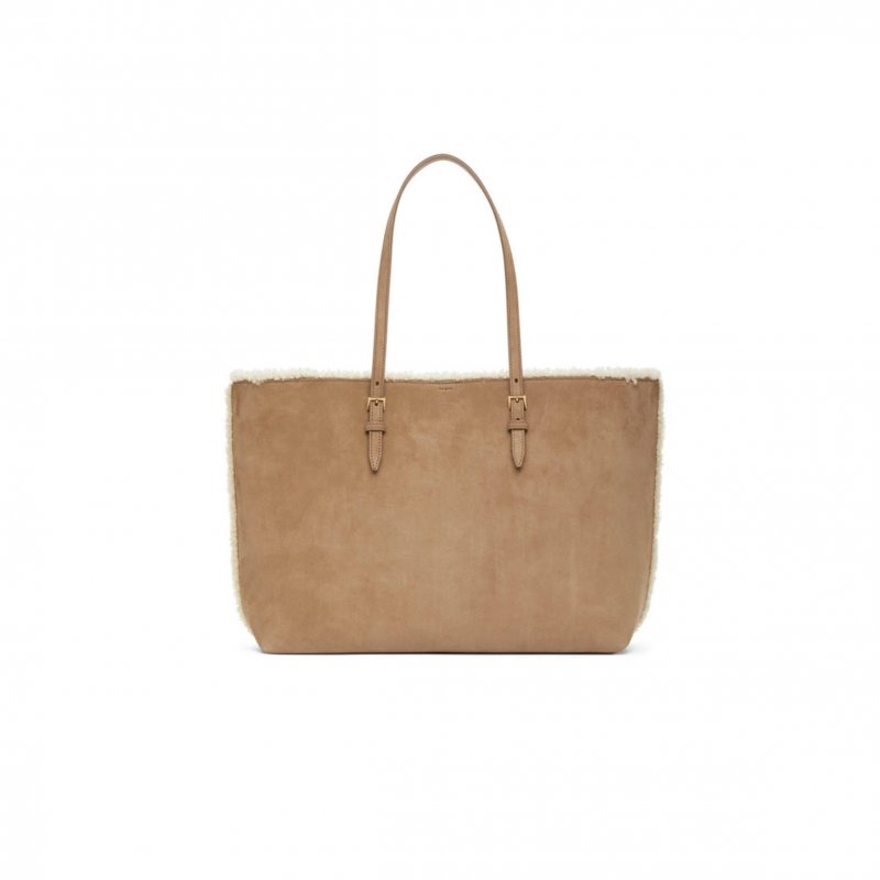 (image for) YSL SHOPPING TOTE BAG IN SUEDE AND SHEARLING TRIM 394195 (38*28*13cm)